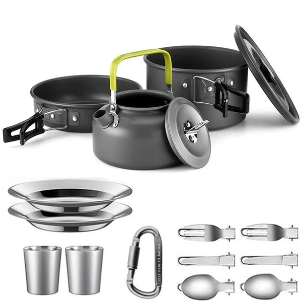 Camping Cookware & Tableware Set (2–3 People)