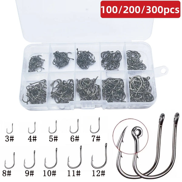 100/200/300pcs Carbon Steel Carp Fishing Hooks