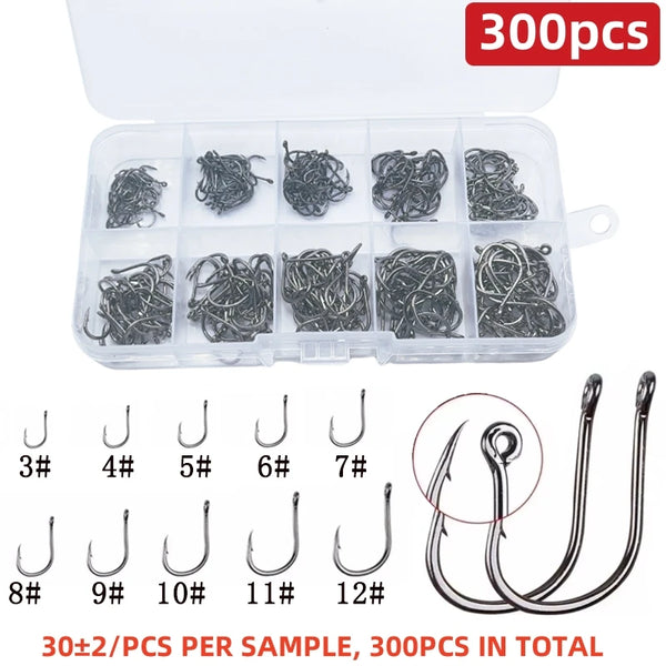 100/200/300pcs Carbon Steel Carp Fishing Hooks