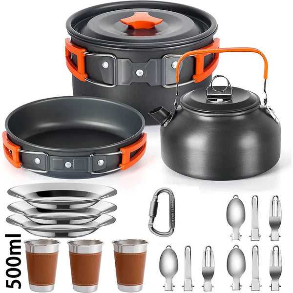 Camping Cookware & Tableware Set (2–3 People)